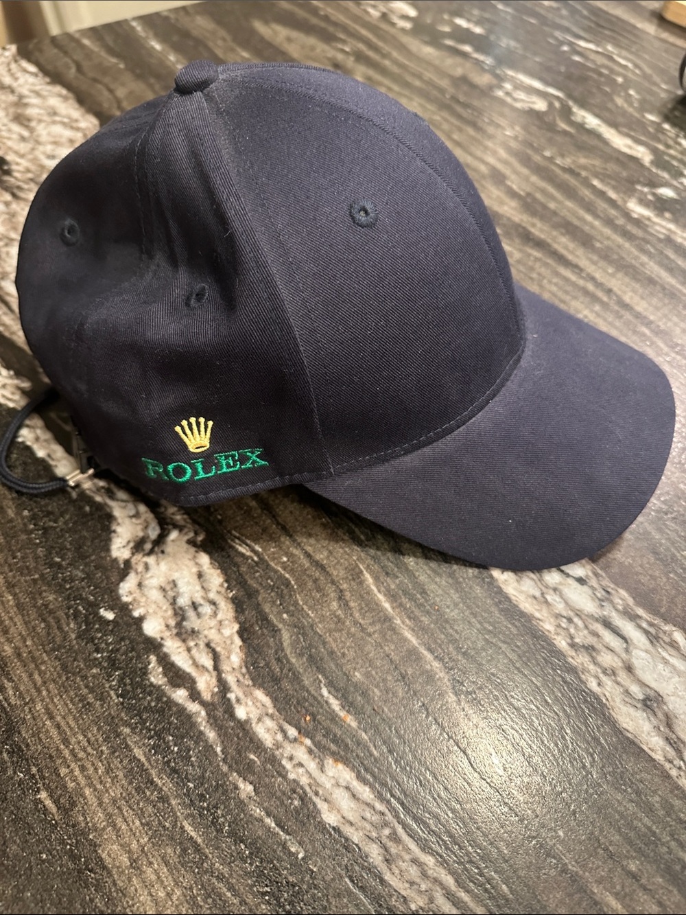 Rolex Dark Navy Baseball Cap with Green and Gold Logo